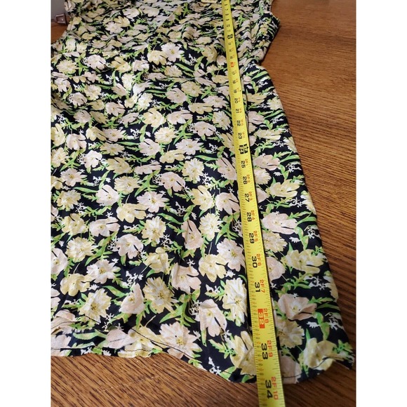 Urban Outfitters LARGE Floral Wrap Mini Dress YELLOW Tie Waist - Picture 11 of 12